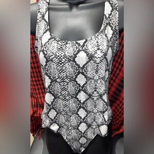 2 Windsor size small bodysuit blouses snake print & Cream Lace Bodysuit